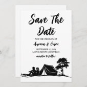 Trouwkaart camping save the date kaarten (Voorkant / Achterkant)