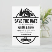 Trouwkaart camping save the date kaarten (Staand voorkant)