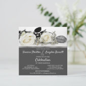 Trouwkaart Chic Witte Roos Kaart (Staand voorkant)