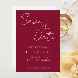 Trouwkaart Cranberry Eenvoudige Stijl Save The Date