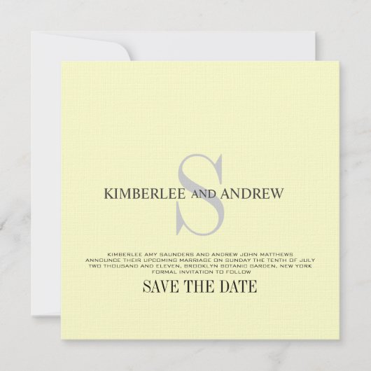 Trouwkaart Cream Save the Date Monogram (Voorkant)