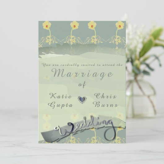 Trouwkaart Daisy Slate Kaart (Staand voorkant)