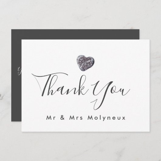 Trouwkaart Dank Je Wel Ontdekking Pebble Heart Bedankkaart (Voorkant / Achterkant)