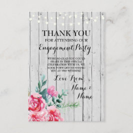 Trouwkaart Dankbetuiging Houten Rood Bloemmotief Kaart