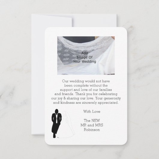 Trouwkaart Dankjewel Bruid Bruidegom Bedankkaart (Achterkant)