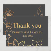 Trouwkaart Dankjewel in Houtskool & Goud Bedankkaart (Voorkant / Achterkant)