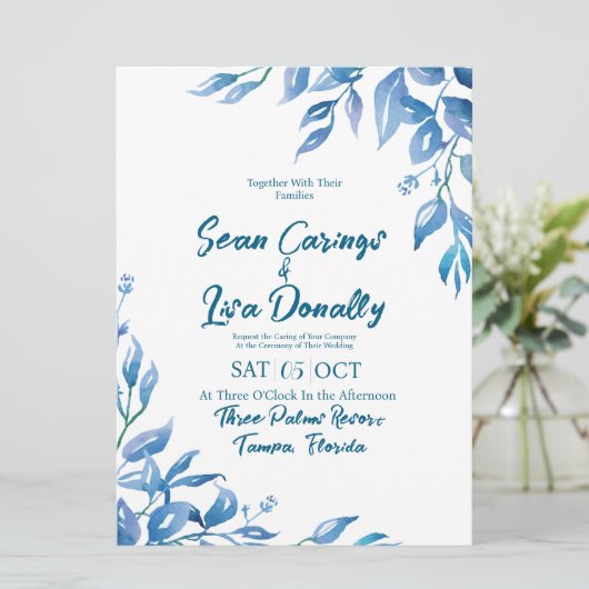 Trouwkaart Deep Blue Feestdagenkaart (Staand voorkant)