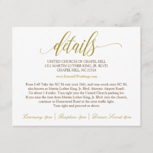 Trouwkaart Details Luxe Calligrafie (Goud) Informatiekaartje
