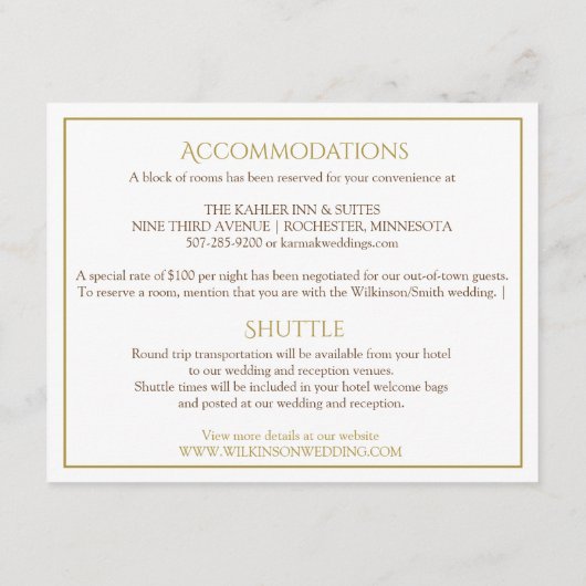 Trouwkaart Details | Luxe Calligrafie (Goud) Informatiekaartje (Achterkant)