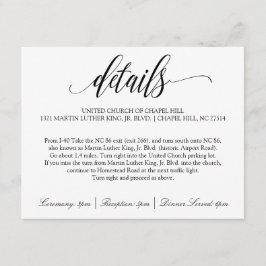 Trouwkaart Details | Luxe Calligrafie (Zwart) Informatiekaartje