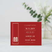 Trouwkaart 'Double Happiness' Save The Date Postca Aankondigingskaart (Staand voorkant)