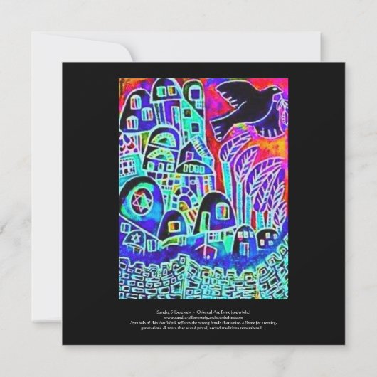 Trouwkaart - Duif van Vrede Ebbenhout (vierkant) Kaart (Achterkant)