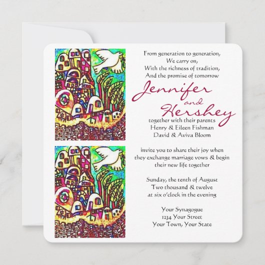 Trouwkaart - Duif van Vrede Stad Israël Kaart (Voorkant)