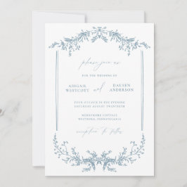 Trouwkaart Dusty Blue Cottage Stijl Uitnodigingska Save The Date