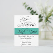 Trouwkaart Eet, Drink, Getrouwd Turquoise Kaart (Staand voorkant)