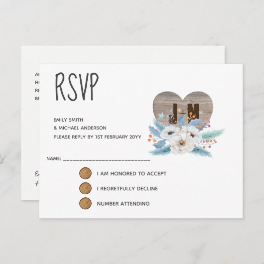 Trouwkaart 'Eeuwige Liefde' met Witte Bloem Uitnodiging Briefkaart (Voorkant / Achterkant)