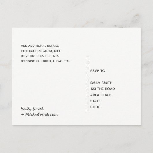 Trouwkaart 'Eeuwige Liefde' met Witte Bloem Uitnodiging Briefkaart (Achterkant)