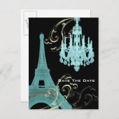 Trouwkaart Eiffeltoren Parijs save the date Aankondigingskaart (Voorkant / Achterkant)