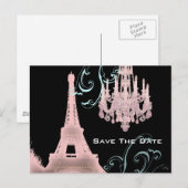 Trouwkaart Eiffeltoren Parijs save the date Aankondigingskaart (Voorkant / Achterkant)