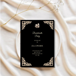 Trouwkaart Elegante Zwarte en Gouden Huwelijk  Bedankkaart