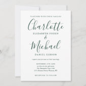 Trouwkaart Emerald Green Signature Script Kaart (Voorkant)