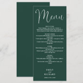 Trouwkaart Emerald Groen Calligraphy Schrift Menu (Voorkant / Achterkant)