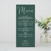 Trouwkaart Emerald Groen Calligraphy Schrift Menu (Staand voorkant)