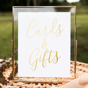 Trouwkaart- en cadeaubord met goudkleurig schriftt folie afdrukken