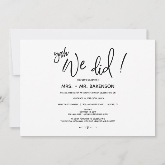 Trouwkaart en uitnodigingskaart voor weglopers kaart (Achterkant)