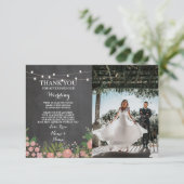 Trouwkaart Engagement Trouwkalk Bloemige Foto Kaart (Staand voorkant)