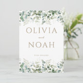 Trouwkaart Eucalyptus Wit Kaart (Staand voorkant)