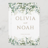 Trouwkaart Eucalyptus Wit Kaart (Voorkant / Achterkant)
