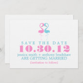 Trouwkaart Flamingo Paar Save the Date Kaart (Voorkant / Achterkant)