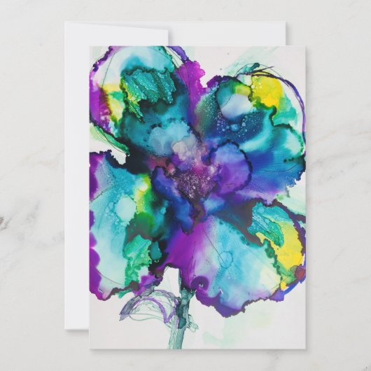 Trouwkaart Flower Power Alcohol Ink Bold Kaart (Voorkant)