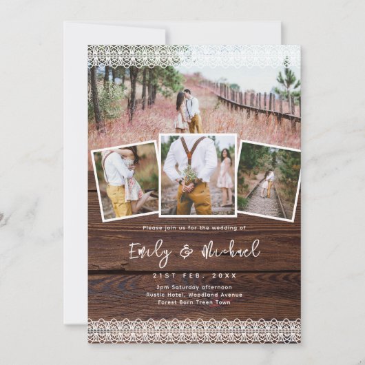 TROUWKAART FOTOBORDUREN LANDELIJK KANT BOHEEMSE SC KAART (Voorkant)