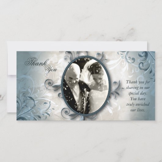 Trouwkaart fotokaart - Vintage gebladerte Bedankkaart (Voorkant)