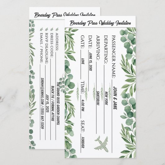 Trouwkaart Garden Greenery Instapkaart Save The Date (Voorkant / Achterkant)