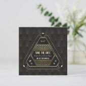 Trouwkaart Gatsby Vintage Goud Save The Date (Staand voorkant)