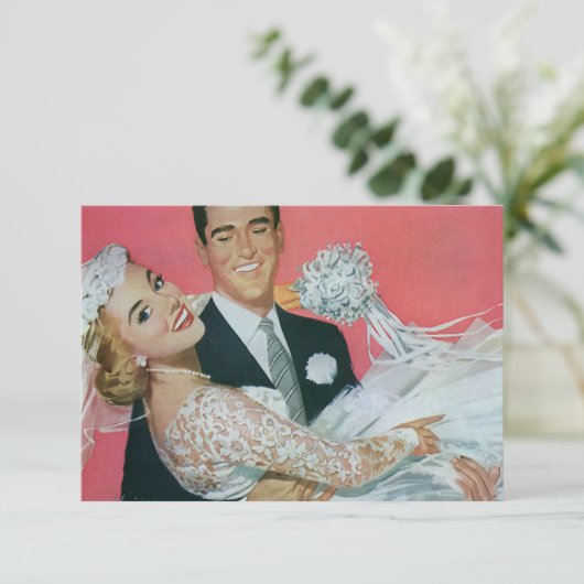 Trouwkaart gelukkige pasgetrouwden, RSVP-reactie Kaart (Staand voorkant)