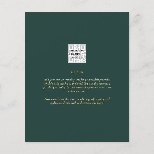 Trouwkaart goedkoop Groen Goud met QR-code Flyer (Achterkant)