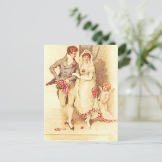 Trouwkaart goedkoop uitnodiging briefkaart (Staand voorkant)