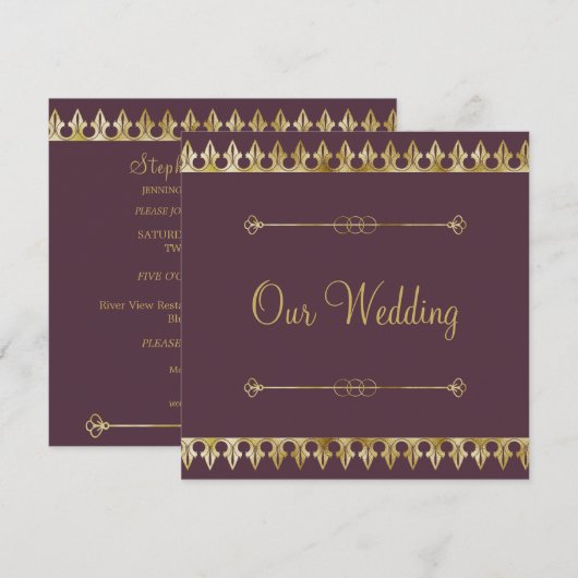 Trouwkaart Goud Chic Kaart (Voorkant / Achterkant)