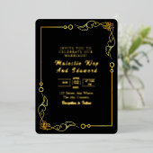 Trouwkaart Goud Folie Ontwerp Sjabloon (Staand Voorkant)