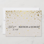 Trouwkaart | Gouden Confetti Matrone van Eer Kaart (Voorkant)