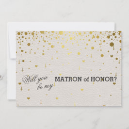 Trouwkaart | Gouden Confetti Matrone van Eer Kaart