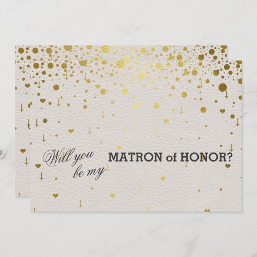 Trouwkaart | Gouden Confetti Matrone van Eer Kaart (Voorkant / Achterkant)