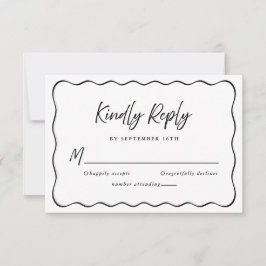 Trouwkaart Graag Reactie Modern Handgeschreven Zwa RSVP Kaartje