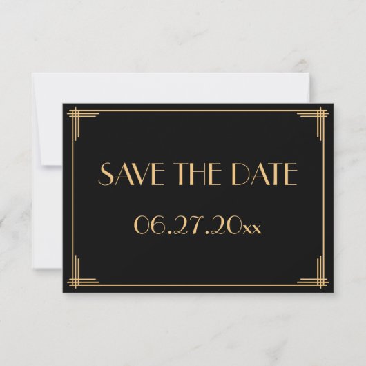 Trouwkaart Great Gatsby Art Deco Save The Date (Voorkant)