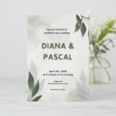 Trouwkaart groen vrouwelijk save the date (Staand voorkant)