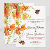 Trouwkaart Herfstbloemen voorbeeld modern Kaart (Voorkant / Achterkant)